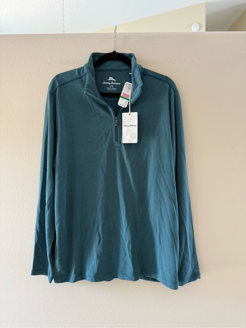 Tommy Bahama Men’s Teal Green Long-Sleeve Quarter-Zip Pullover NWT
